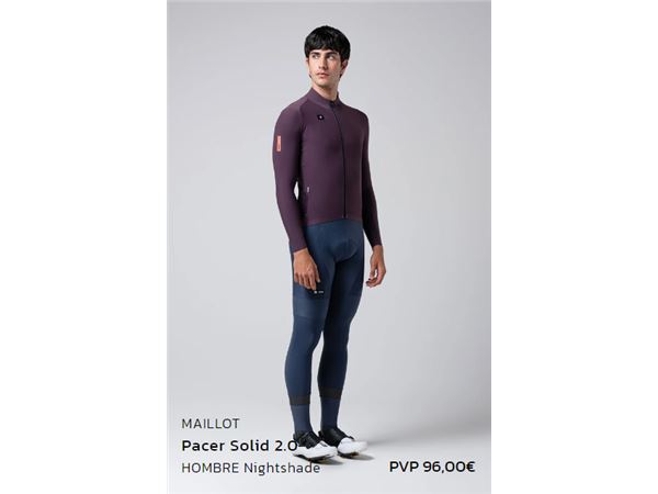 MAILLOT MANGA LARGA PACER SOLID 2.0 HOMBRE NIGHTSHADE - M